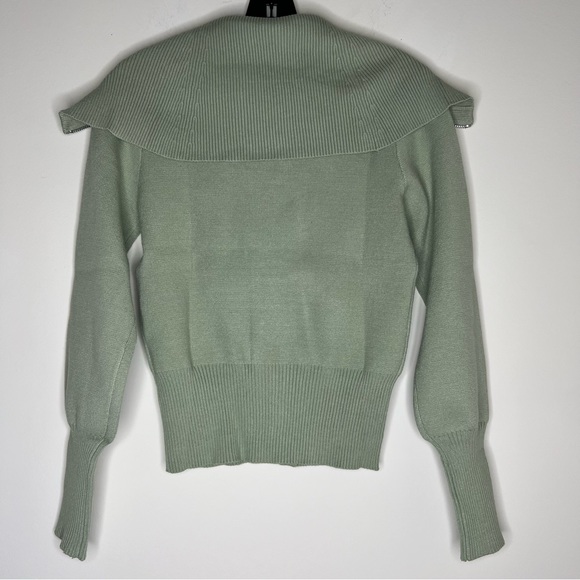 Magaschoni Sage NEW  Green Full Zip Knit Viscose Blend Cardigan Sweater - Picture 5 of 16